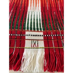 Tribal Shawl Blanket Christmas Tree Skirt Table Cloth Throw 54”Wx84"L Red Green
